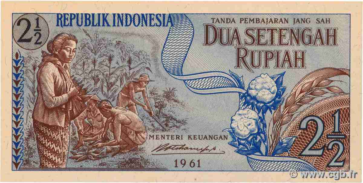 2,5 Rupiah INDONÉSIE 1961 P.079a pr.NEUF