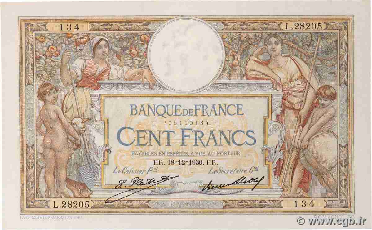 100 Francs LUC OLIVIER MERSON grands cartouches FRANCE 1930 F.24.09 pr.SPL