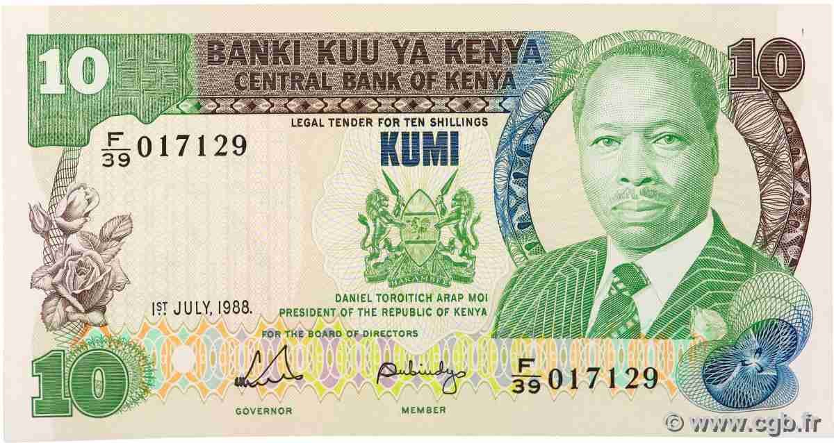 10 Shillings KENYA 1988 P.20g NEUF