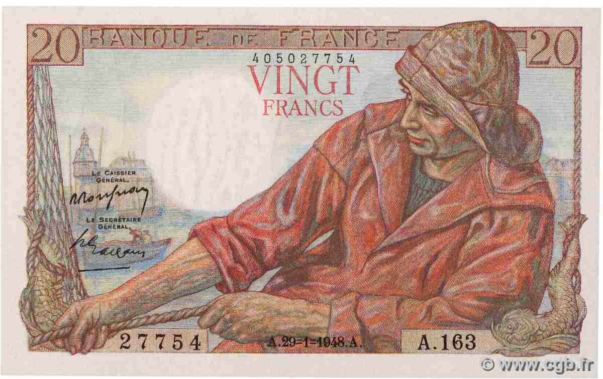 20 Francs PÊCHEUR FRANCE 1948 F.13.12 UNC