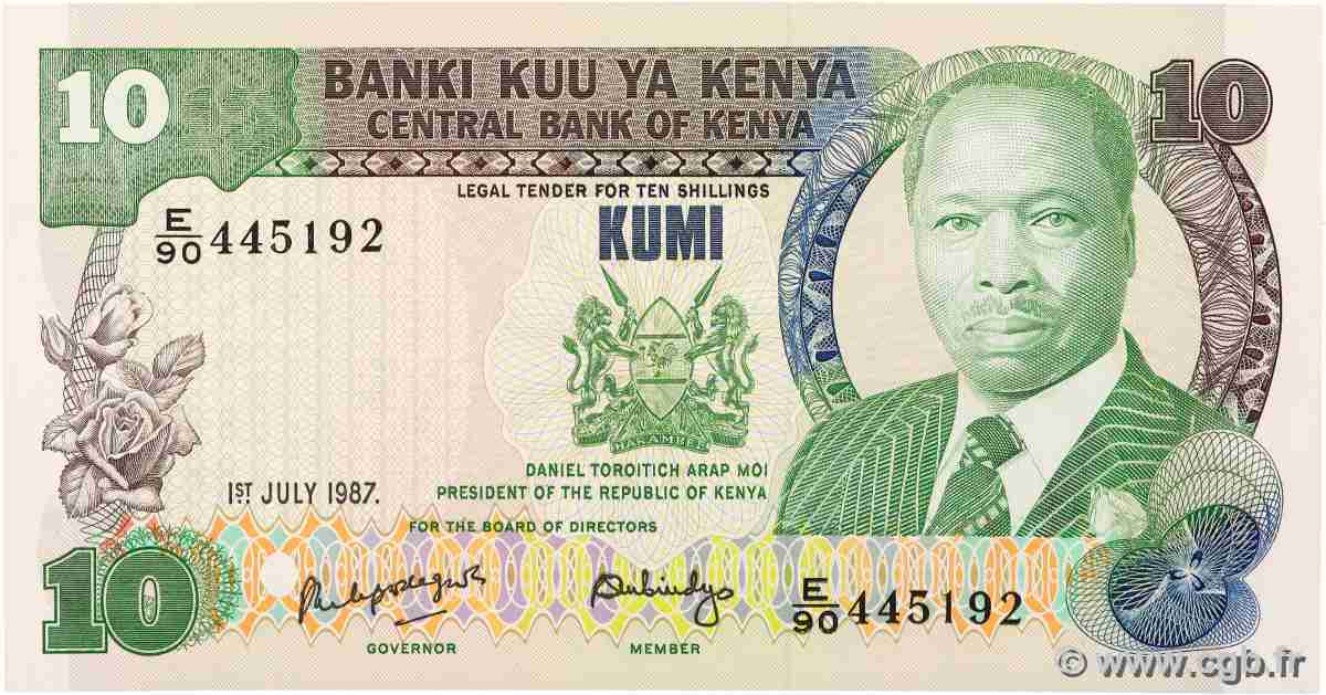 10 Shillings KENIA 1987 P.20f FDC