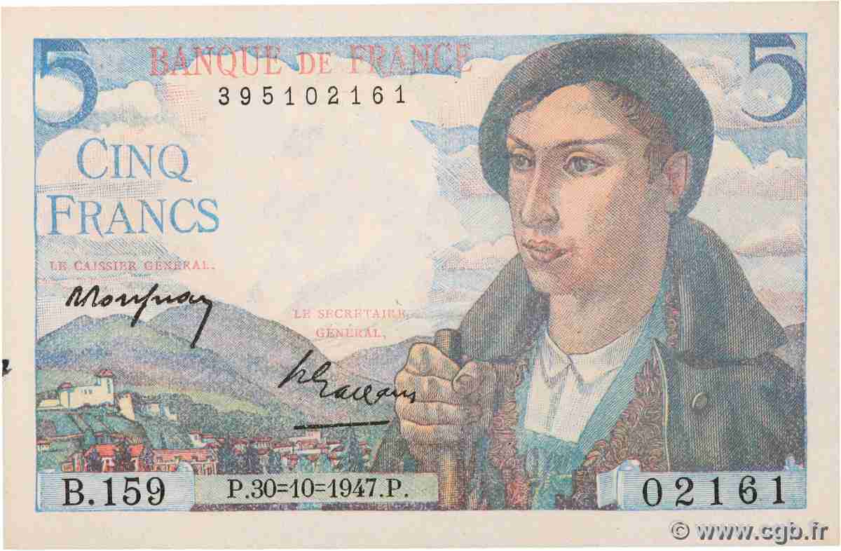 5 Francs BERGER FRANKREICH 1947 F.05.07a fST+