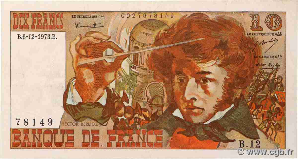 10 Francs BERLIOZ FRANKREICH 1973 F.63.02 fSS