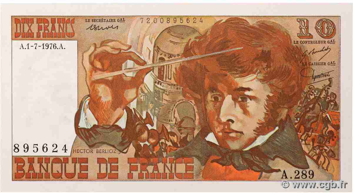 10 Francs BERLIOZ FRANKREICH 1976 F.63.19 fST