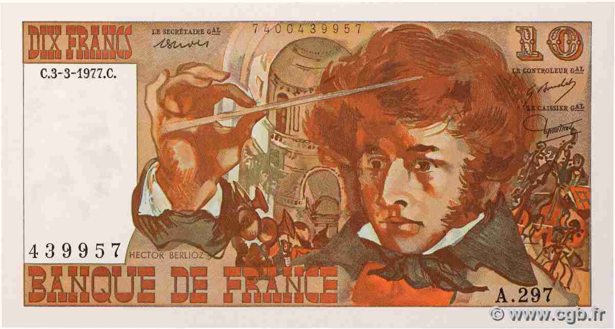 10 Francs BERLIOZ FRANKREICH 1977 F.63.21 ST