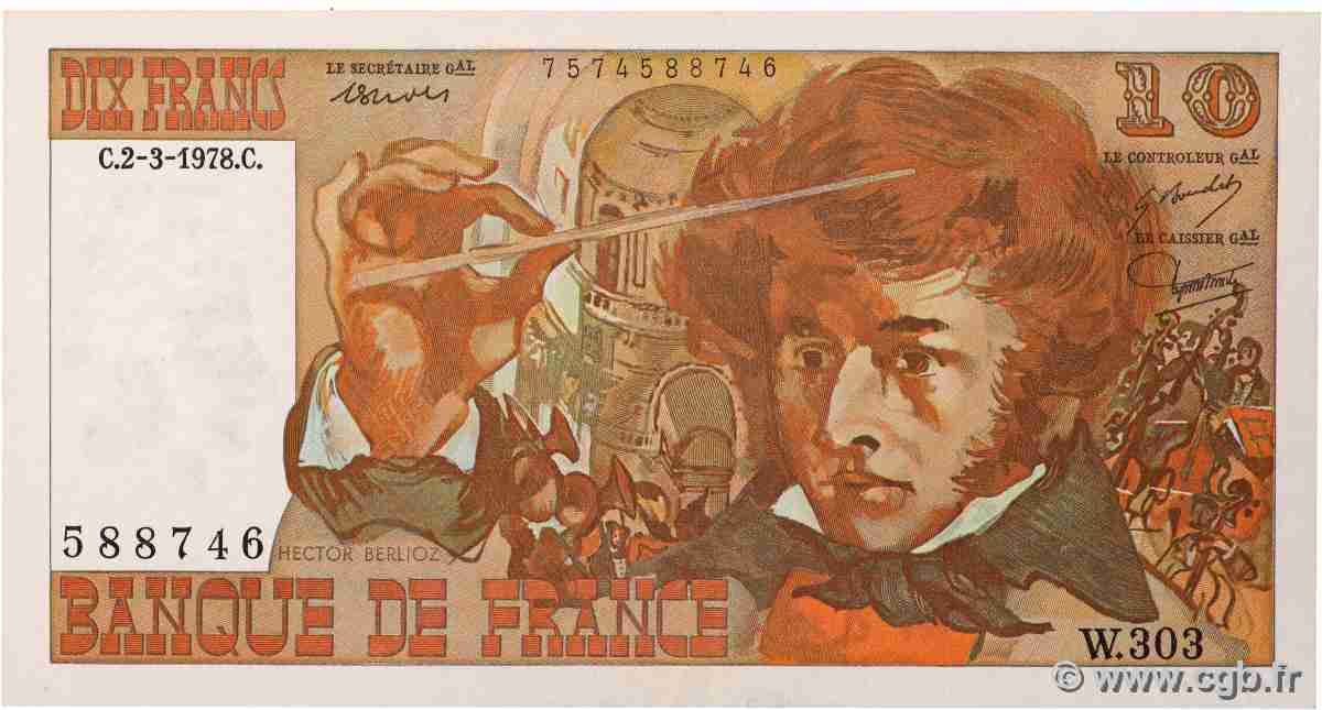10 Francs BERLIOZ FRANKREICH 1978 F.63.23 VZ+