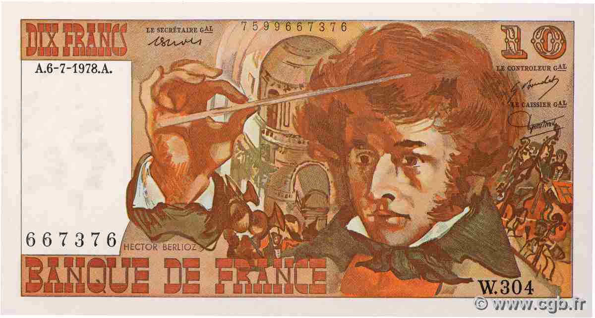 10 Francs BERLIOZ FRANKREICH 1978 F.63.24 fST+