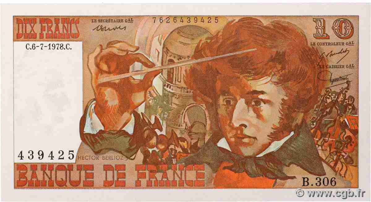 10 Francs BERLIOZ FRANKREICH 1978 F.63.25 fST+