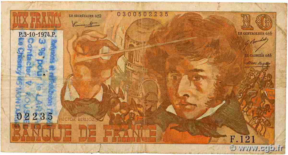 10 Francs BERLIOZ FRANKREICH 1974 F.63.07b SGE
