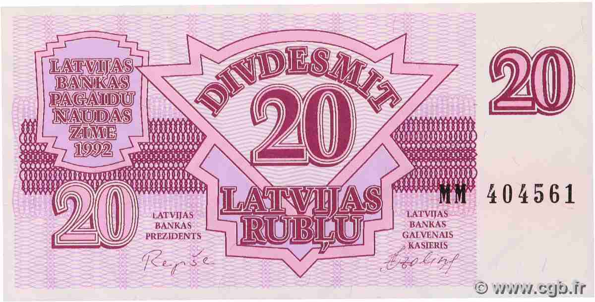 20 Rublu LETTONIE 1992 P.39 NEUF