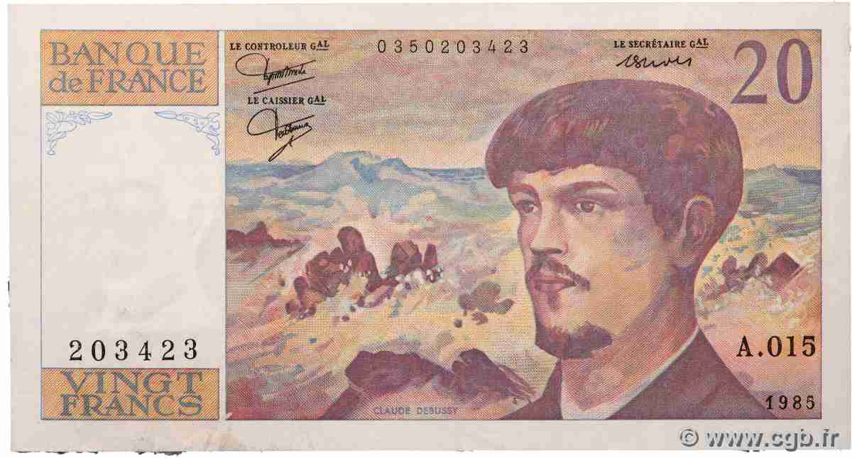 20 Francs DEBUSSY FRANKREICH 1985 F.66.06A15 fSS