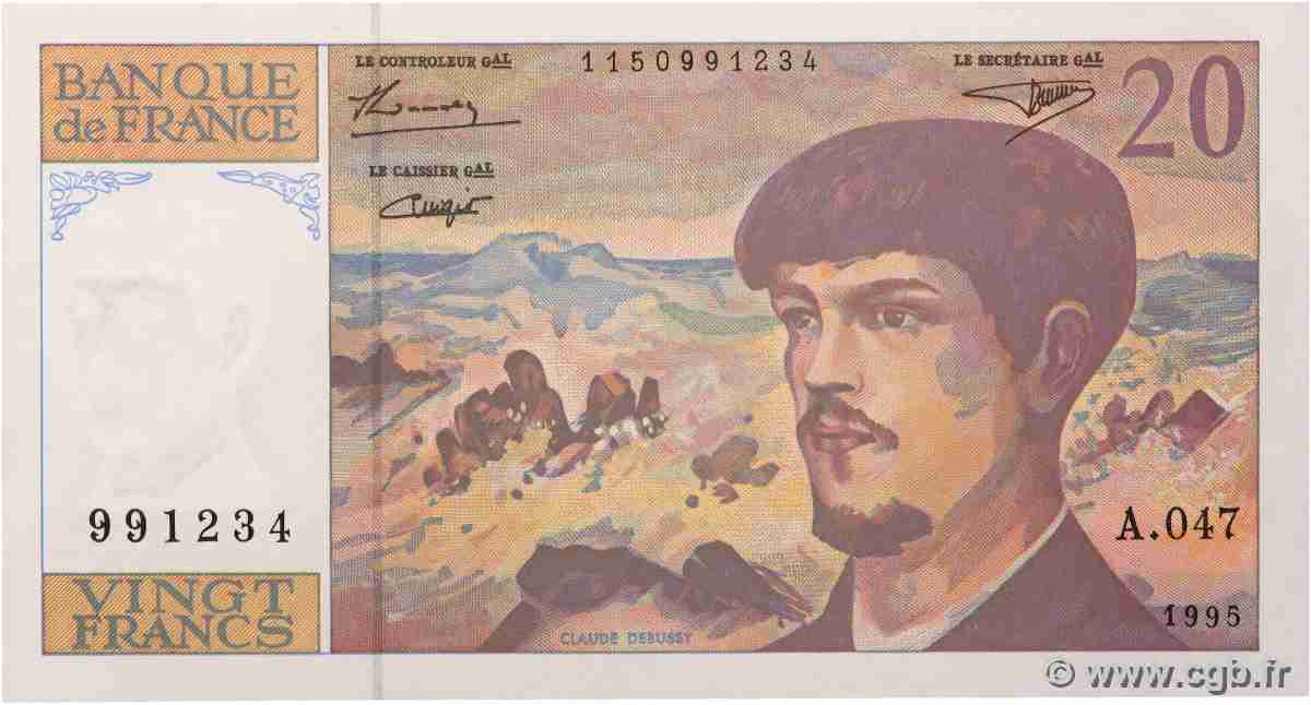 20 Francs DEBUSSY Modifié FRANKREICH 1995 F.66ter.01A47 ST