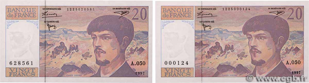 20 Francs DEBUSSY Modifié Lot FRANCE 1997 F.66ter.02A50 UNC