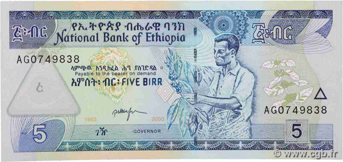 5 Birr ÉTHIOPIE 2000 P.47b NEUF