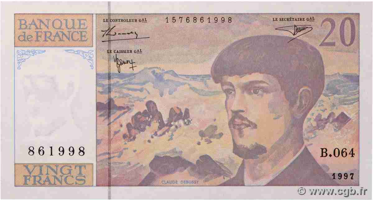 20 Francs DEBUSSY Modifié FRANCE 1997 F.66ter.02-64 UNC