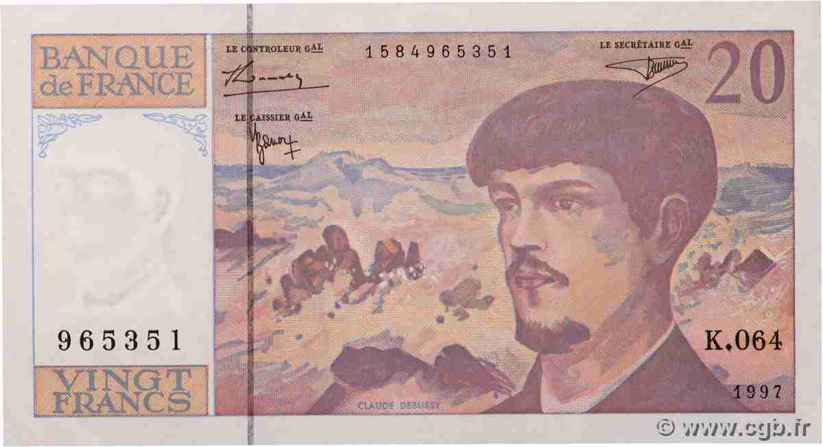 20 Francs DEBUSSY Modifié FRANCE 1997 F.66ter.02K64 VF+