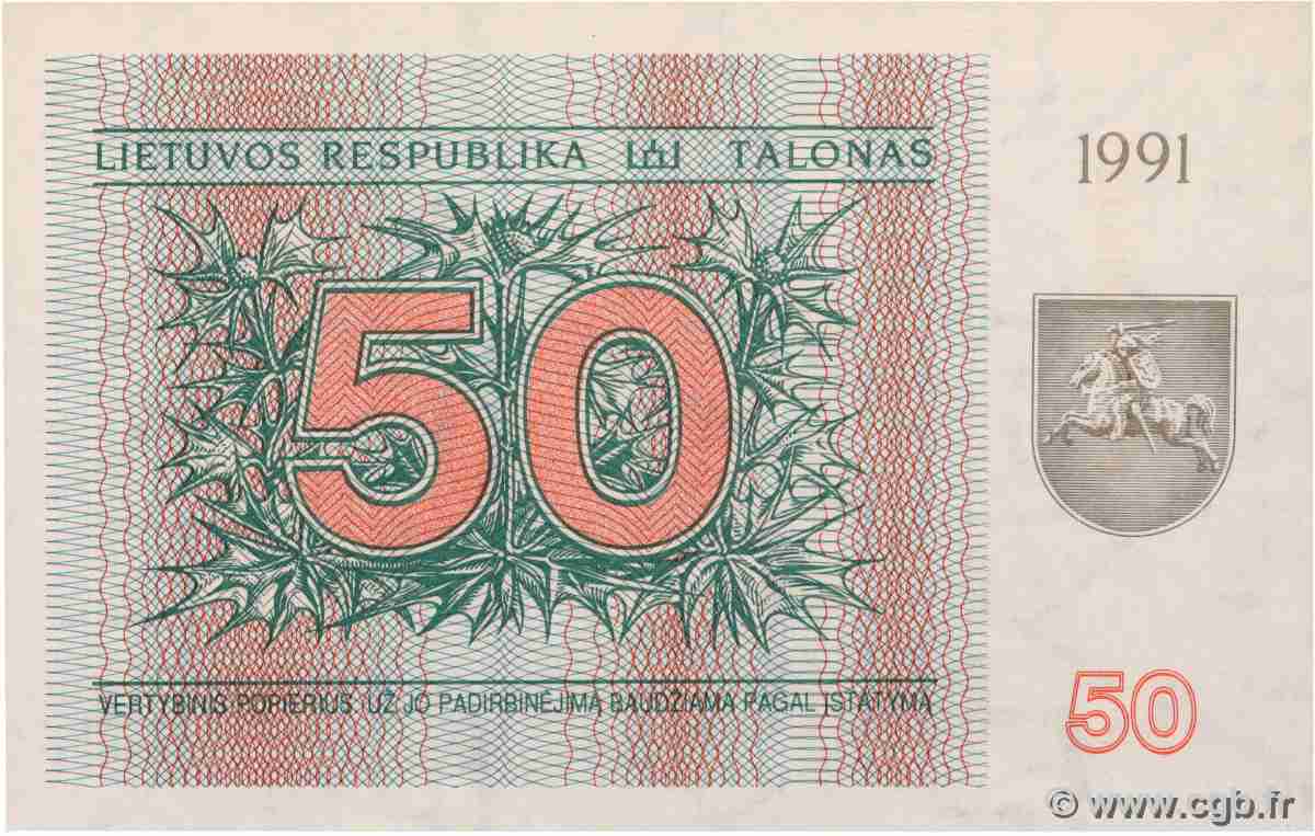 50 Talonas LITAUEN 1991 P.37b ST
