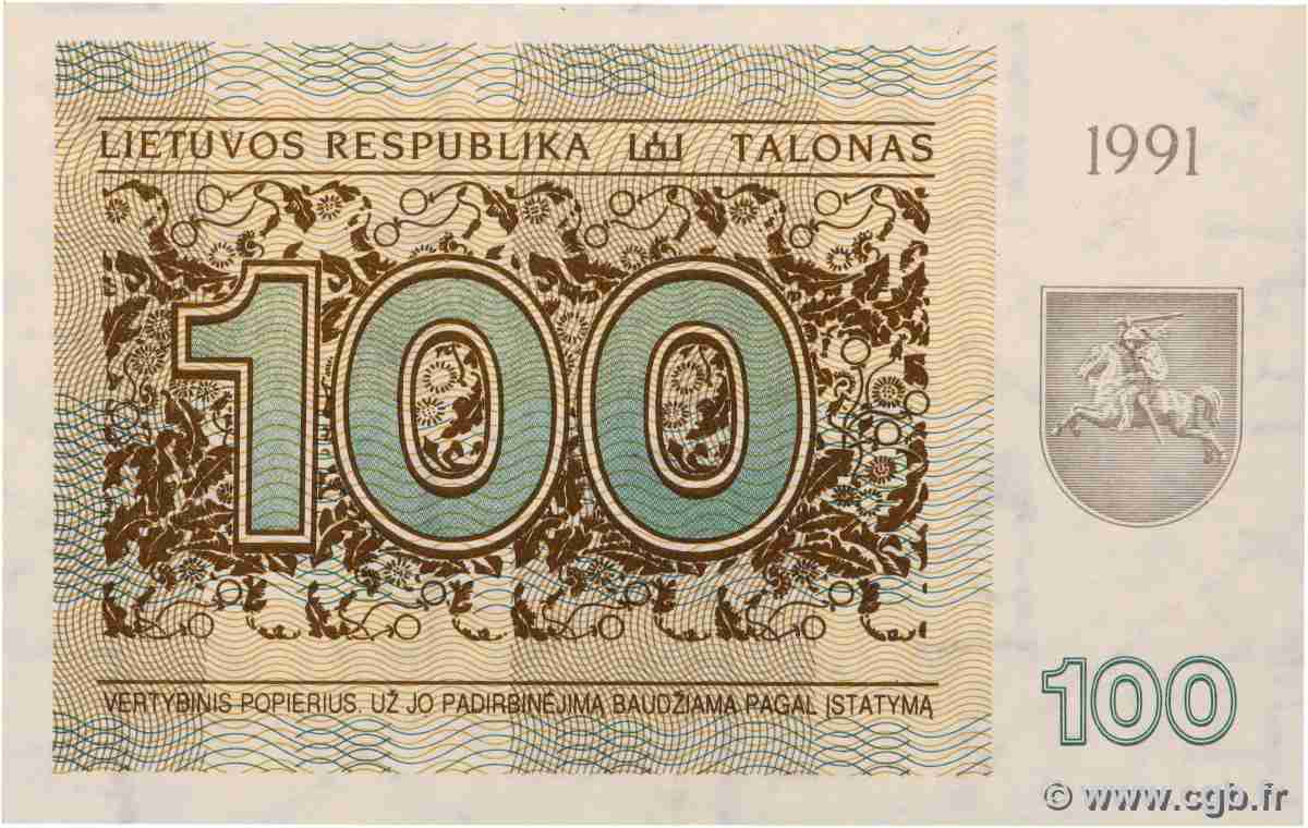 100 Talonas LITUANIE 1991 P.38b NEUF