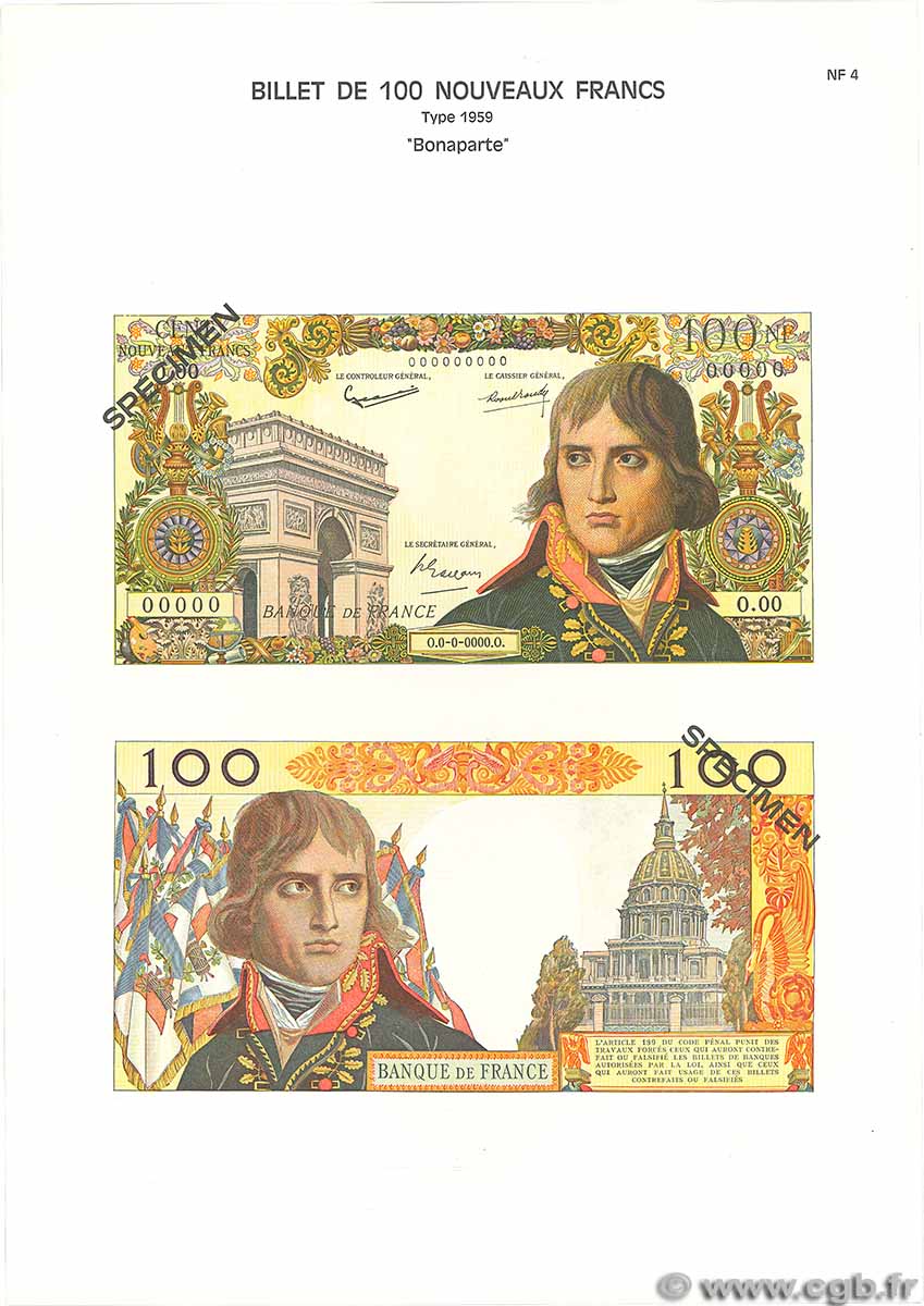 100 Nouveaux Francs BONAPARTE Planche FRANCE 1975 F.59pl AU