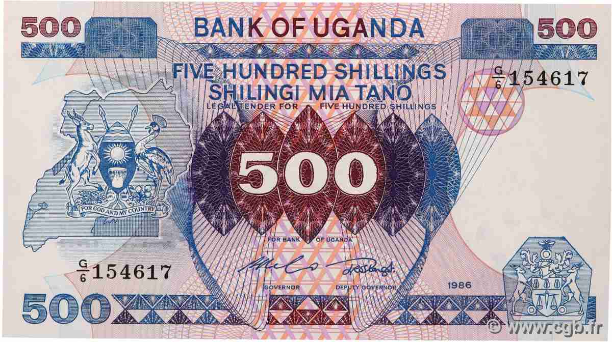 500 Shillings UGANDA 1986 P.25 ST