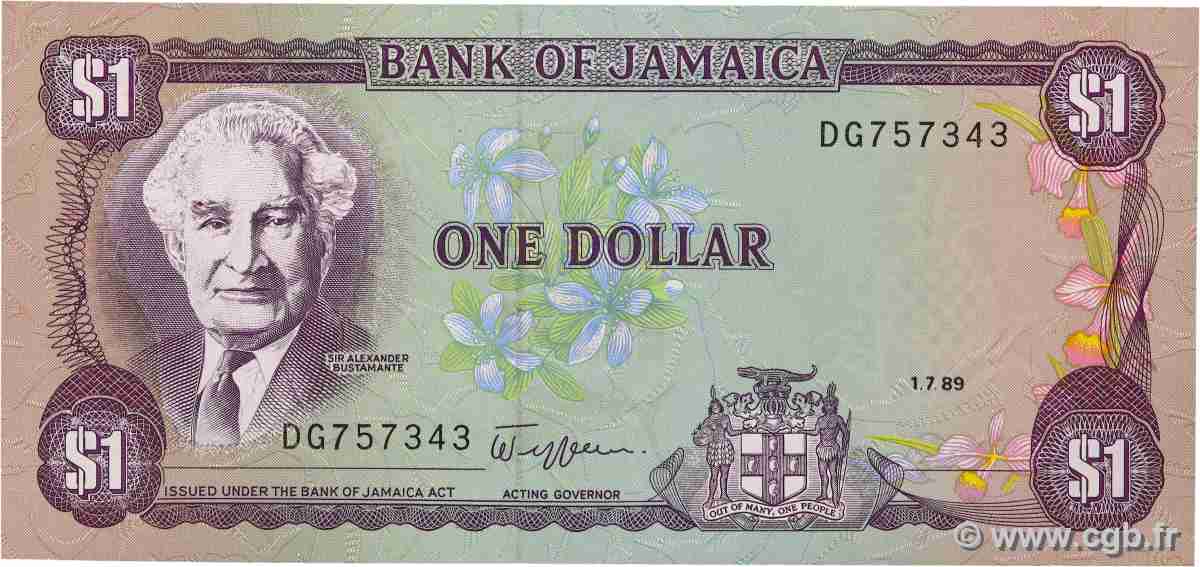 1 Dollar JAMAIKA 1989 P.68Ac ST