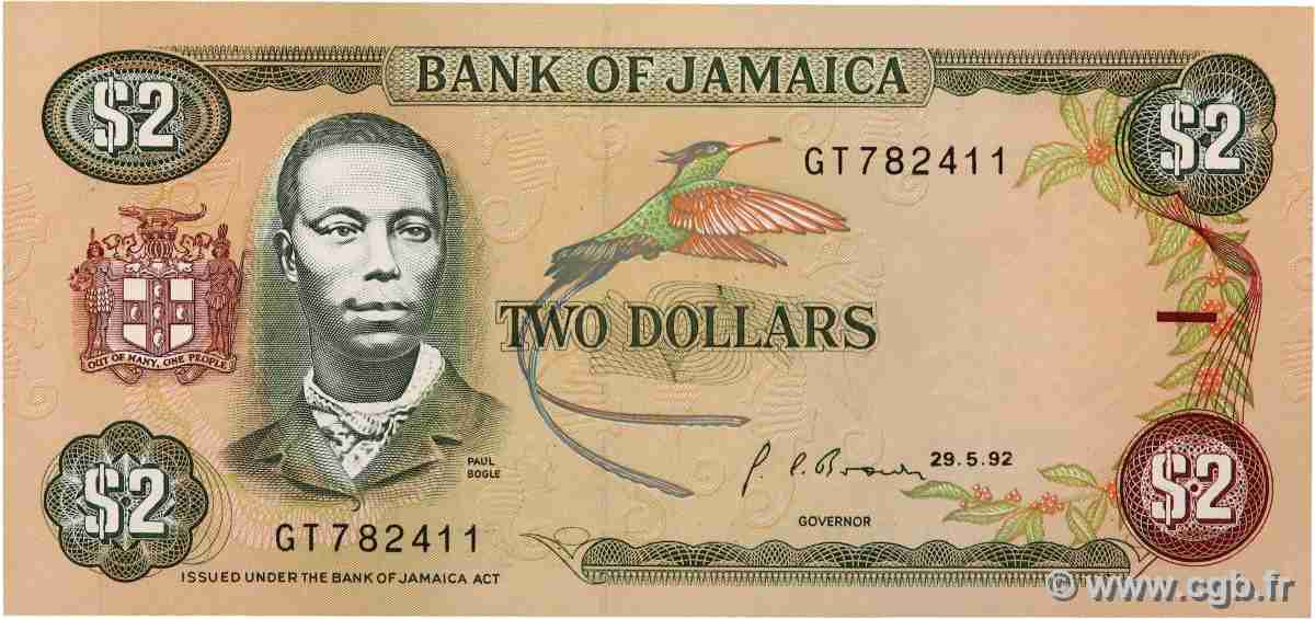 2 Dollars JAMAIKA 1992 P.69d ST