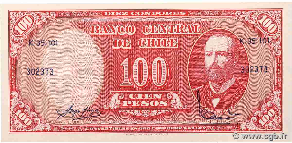 10 Centesimos sur 100 Pesos CILE 1960 P.127a q.FDC