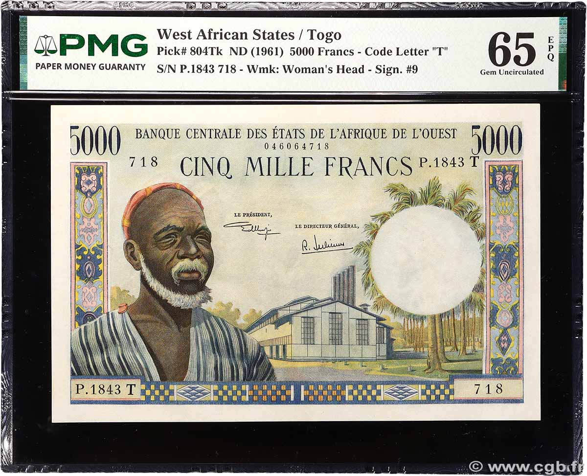 5000 Francs ÉTATS DE L AFRIQUE DE L OUEST 1977 P.804Tk NEUF