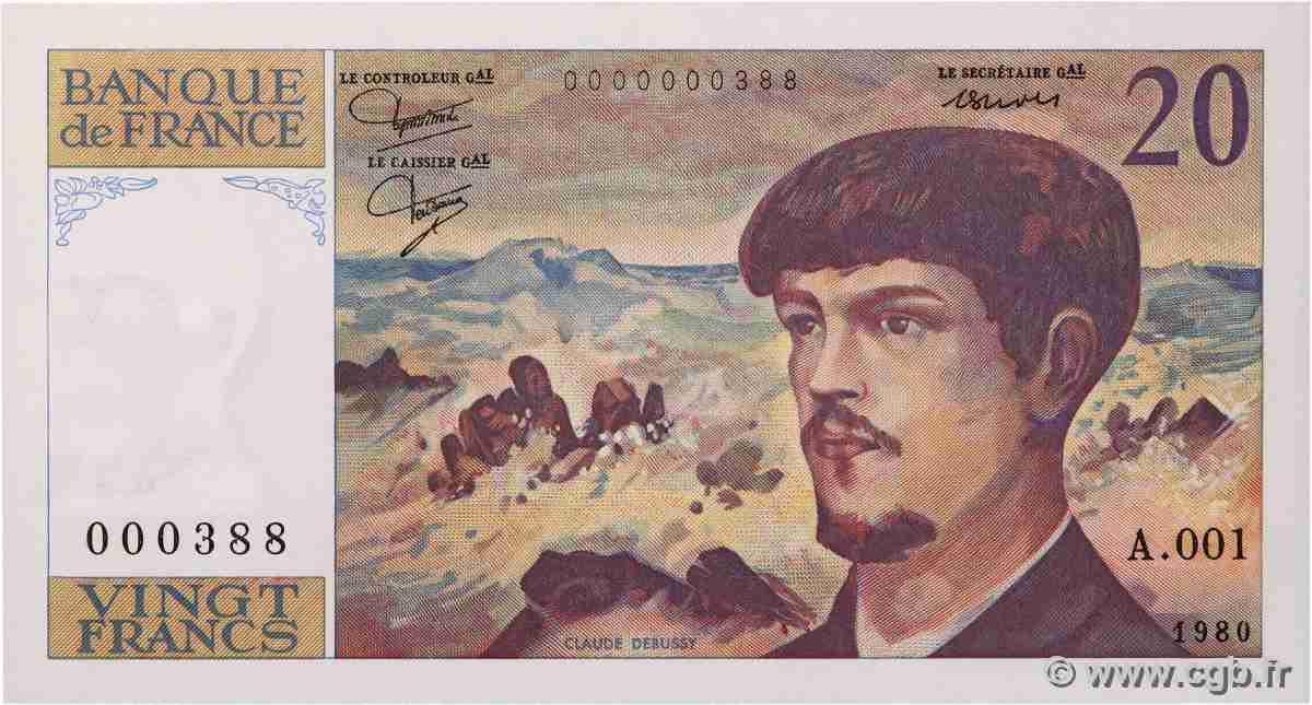 20 Francs DEBUSSY Petit numéro FRANCE 1980 F.66.01A1 UNC-