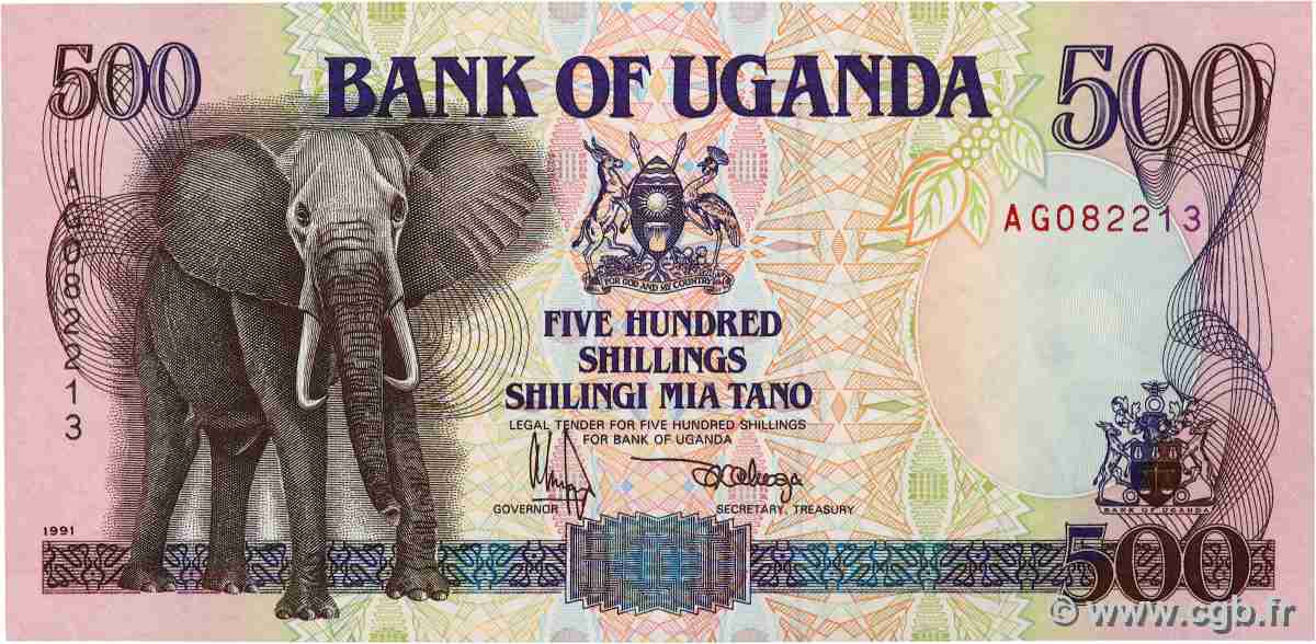 500 Shillings UGANDA 1991 P.33a ST