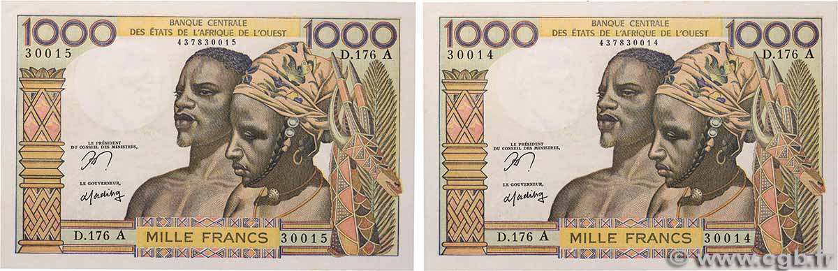 1000 Francs Consécutifs STATI AMERICANI AFRICANI 1977 P.103Am AU+