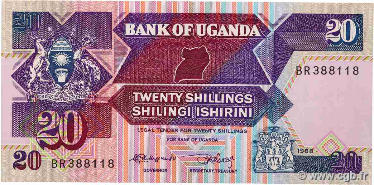 20 Shillings UGANDA 1988 P.29b ST