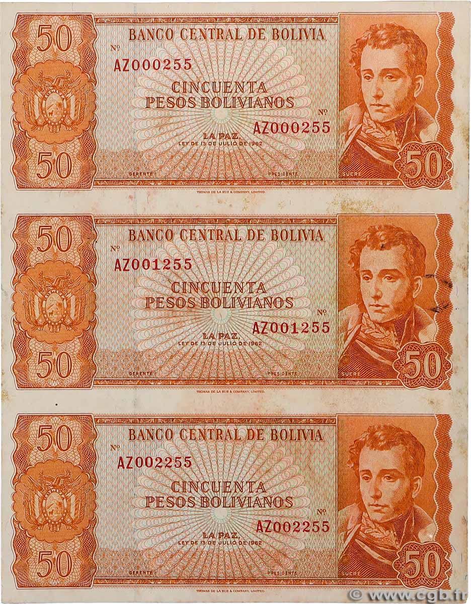 50 Pesos Bolivianos Planche BOLIVIA 1962 P.162r VF+