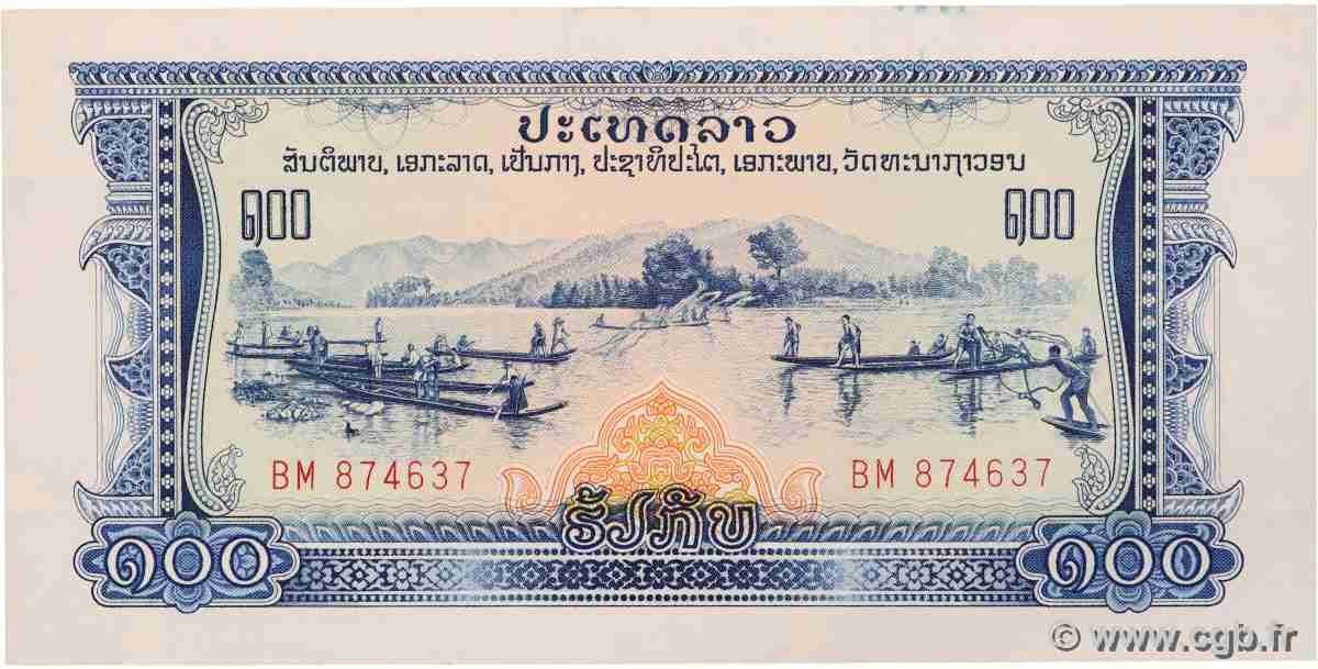 100 Kip LAOS 1975 P.23 ST