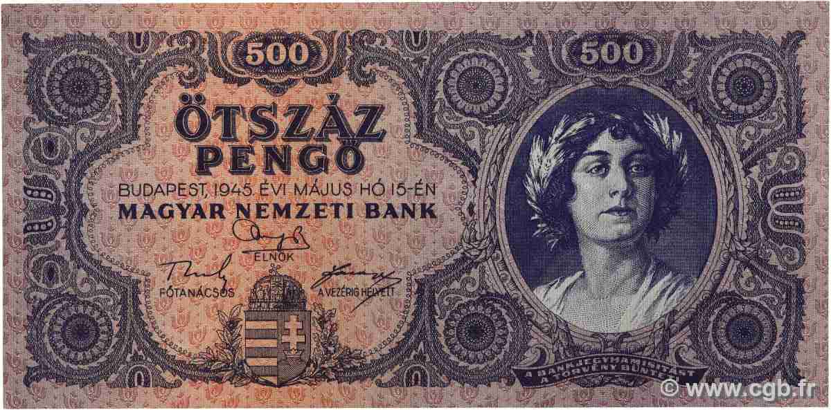 500 Pengo UNGARN 1945 P.117a fST