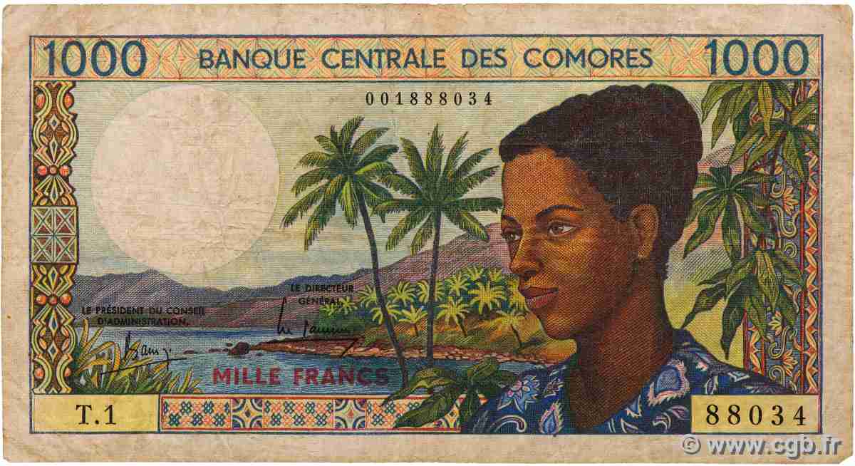1000 Francs COMOROS 1984 P.11a F