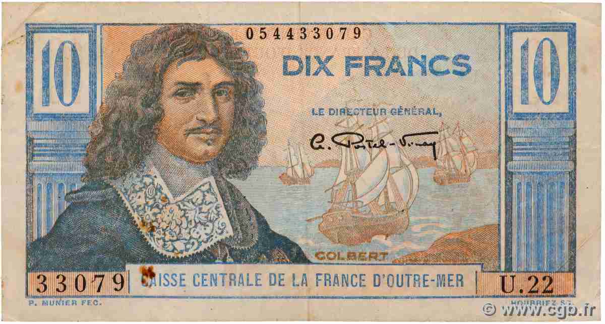 10 Francs Colbert CCFOM AFRIQUE ÉQUATORIALE FRANÇAISE 1947 A.130a pr.TTB