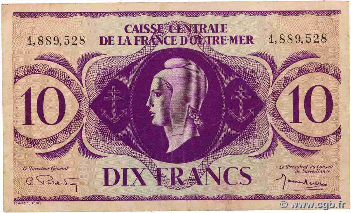 10 Francs Marianne CCFOM AFRIQUE ÉQUATORIALE FRANÇAISE 1944 A.125d MB