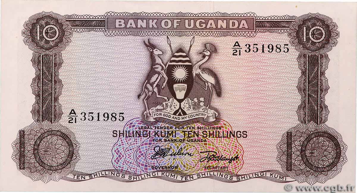 10 Shillings OUGANDA 1966 P.02 SPL+