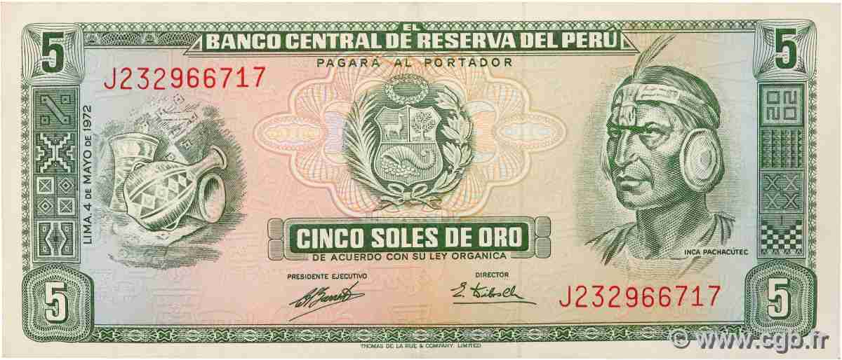 5 Soles de Oro PERU 1972 P.099b AU