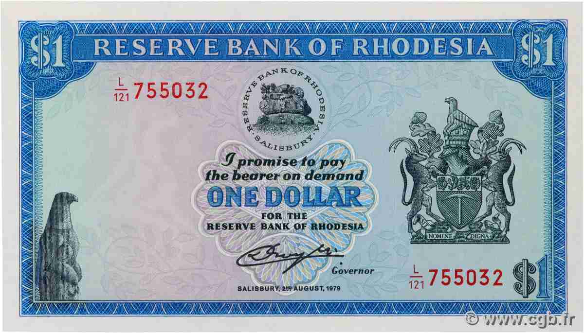 1 Dollar RHODESIA 1979 P.38a UNC