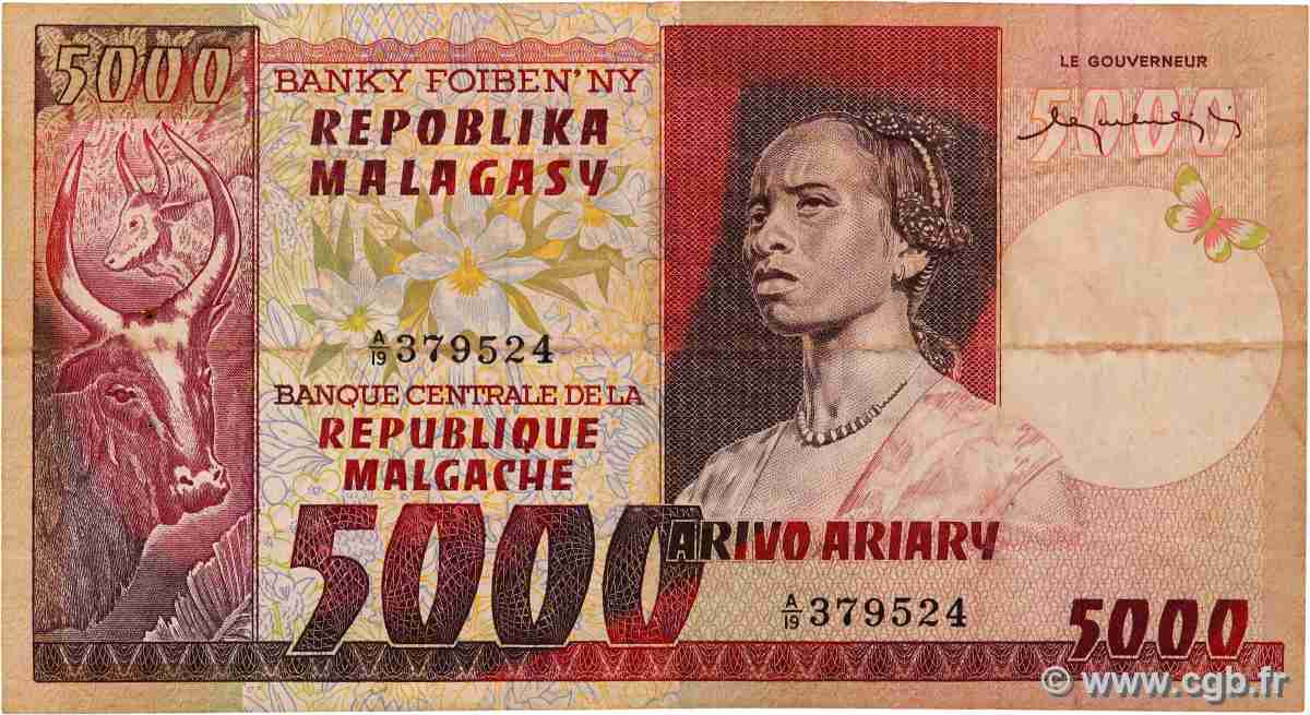 5000 Francs - 1000 Ariary MADAGASCAR 1974 P.066 VF