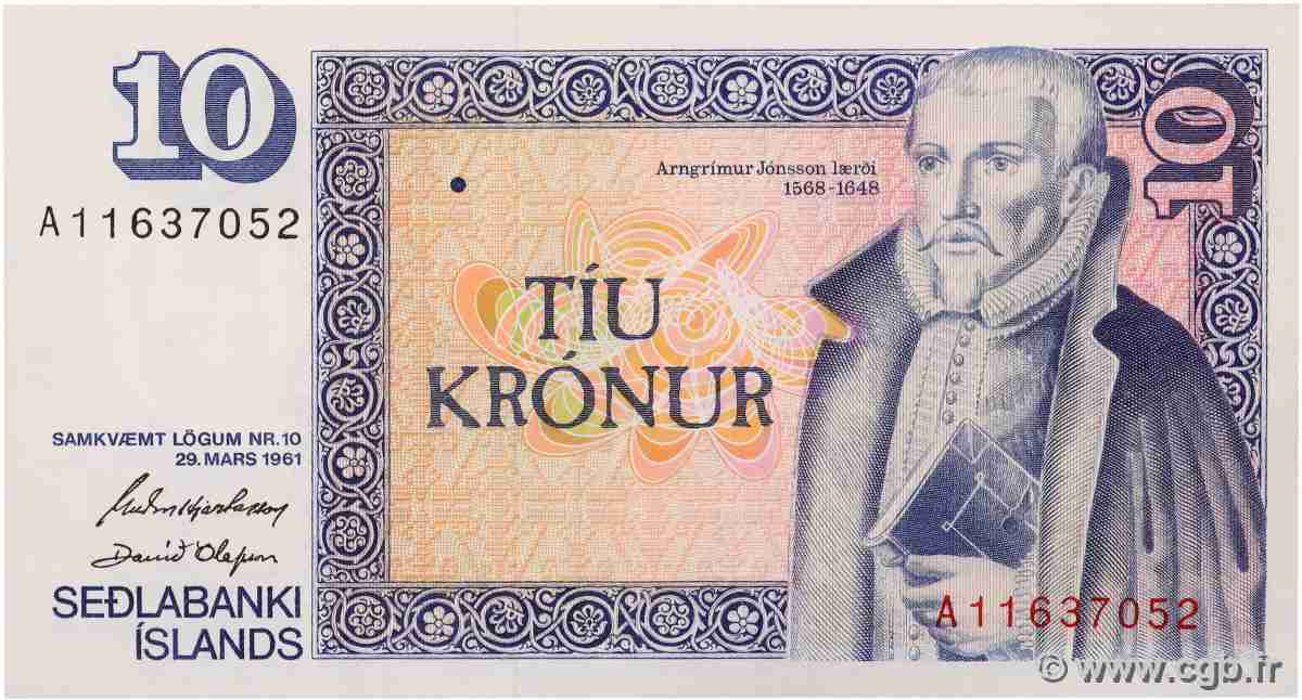 10 Kronur ISLAND 1961 P.48a ST