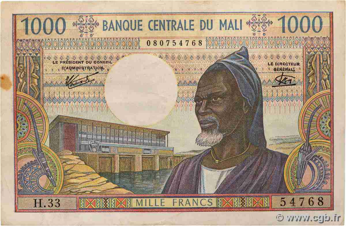 1000 Francs MALI 1970 P.13e TTB