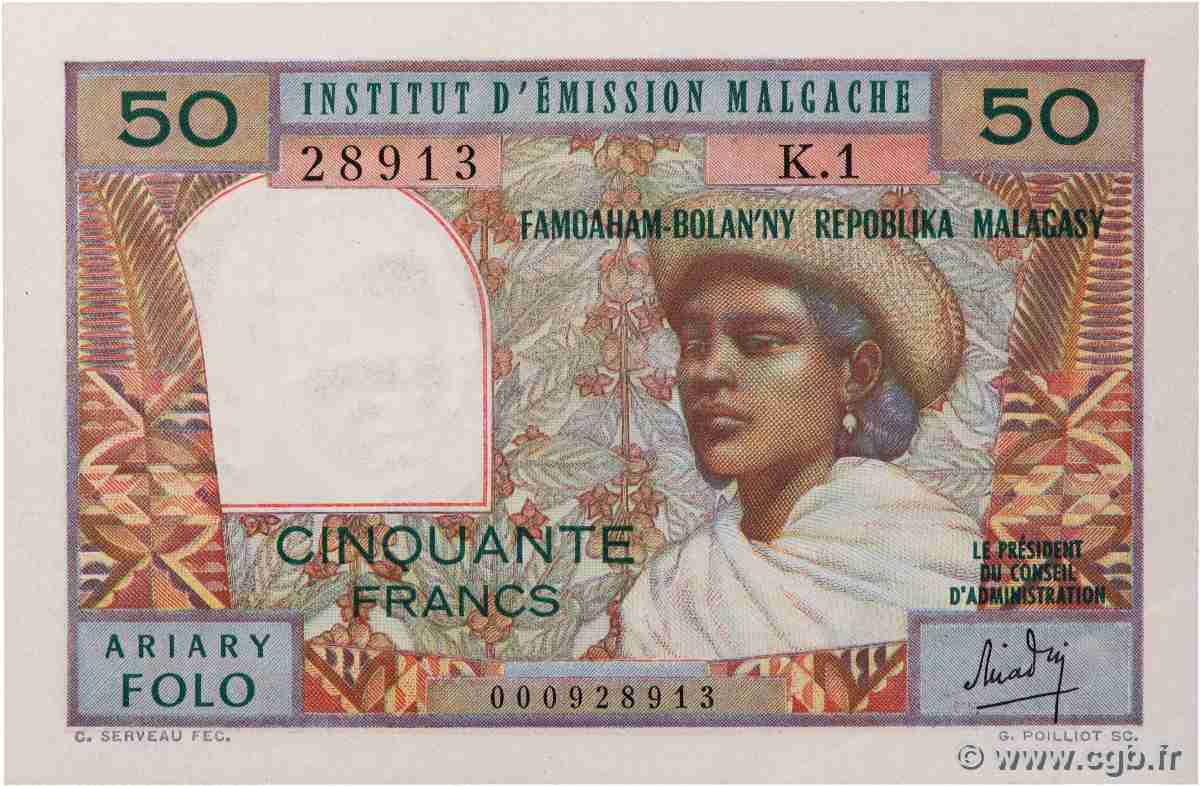 50 Francs - 10 Ariary MADAGASCAR 1969 P.061 q.FDC