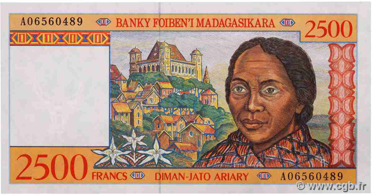 2500 Francs - 500 Ariary MADAGASCAR 1998 P.081 NEUF