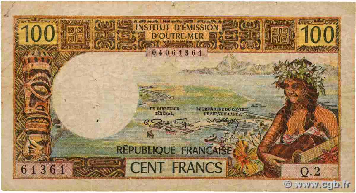 100 Francs TAHITI 1973 P.24b MB