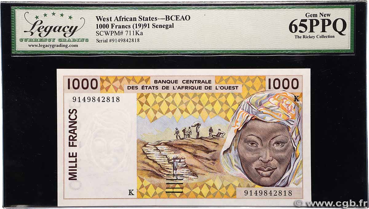 1000 Francs ÉTATS DE L AFRIQUE DE L OUEST 1991 P.711Ka NEUF