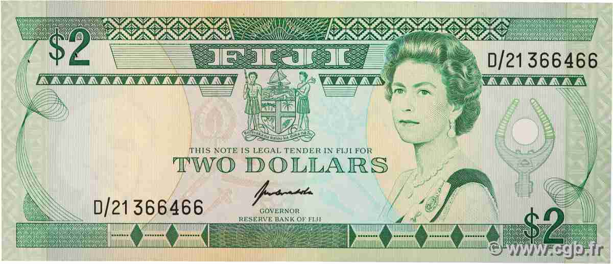 2 Dollars FIJI 1995 P.090a VF+