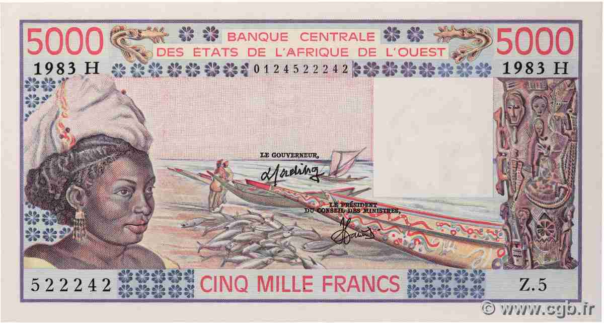 5000 Francs ÉTATS DE L AFRIQUE DE L OUEST 1983 P.608Hh SPL+